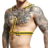 MOB Eroticwear Harnais Cross Chain Dngeon Noir-Jaune